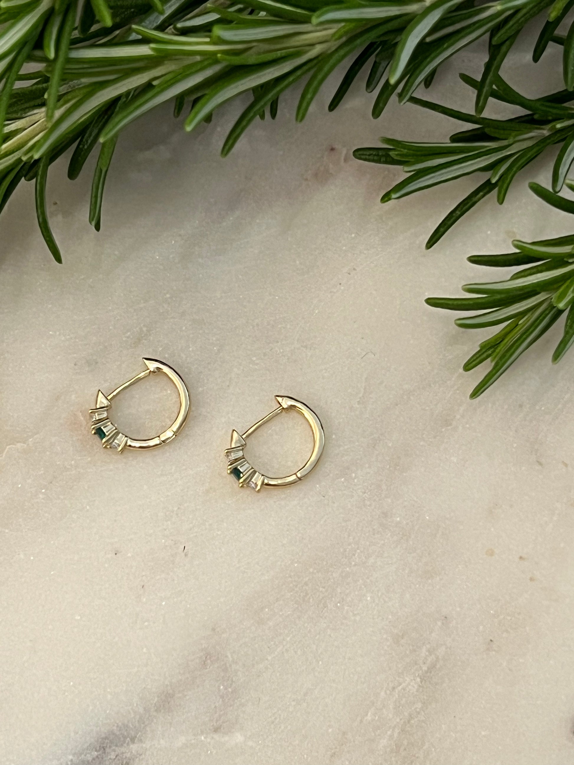 Green 2025 huggie earrings